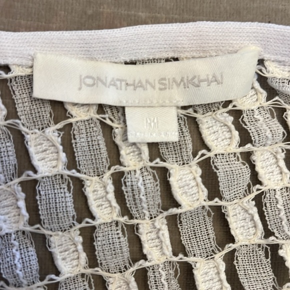 Jonathan Simkhai white mini basketweave coverup caftan. Never worn. Size Medium - Picture 3 of 9